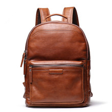 Женский и мужской рюкзак Nesitu, из натуральной кожи с натуральным лицевым покрытием, для ноутбука 15,6 '', для путешествий, коричневого и кофейного цвета, M88120 2024 - купить недорого