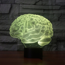 Lámpara de ilusión 3D con forma de cerebro, de 7 colores Interruptor táctil, luz LED de noche, lámpara de escritorio acrílica, lámpara de atmósfera, iluminación novedosa 2024 - compra barato