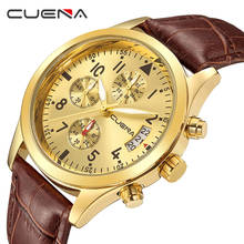 CUENA Mens Top Brand Luxury Quartz Watches Leather Calendar Luminous Waterproof Chronograph Wristwatches Relogio Masculino 6810 2024 - buy cheap