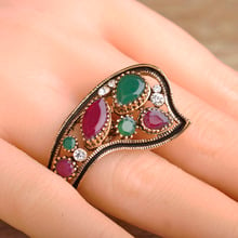 Bohemia Turkish Vintage Resin Rings Ethnic Gypsy Style Big Wide Women Aros Joyas Beads Antique Gold Statement Party Finger Aneis 2024 - buy cheap