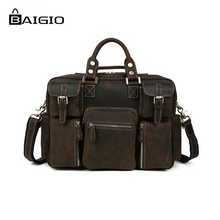 Baigio Для мужчин сумка Пояса из натуральной кожи сумка дафл Сумки Винтаж коричневый итальянский Стиль Crossbody сумка большая рука Чемодан сумка 2024 - купить недорого