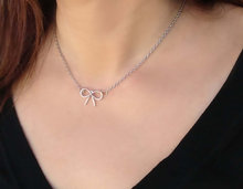 Bow Necklace, 925 Sterling Silver, Delicate Necklace, Dainty Thin Chain, Bridesmaid Gift, Knot The Tie, Handmade Bow Necklace 2024 - buy cheap