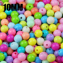 JHNBY Top quality 100PCs Mixed Candy Light Color 10mm Acrylic Milk Beads Neon smooth 10mm Round loose beads Jewelry Handmade DIY 2024 - buy cheap