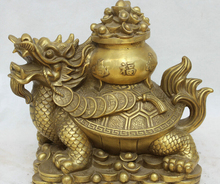 Canção voge gem s1776 10 "bronze chinês riqueza feng shui tesouro tigela dragão tartaruga estátua 2024 - compre barato
