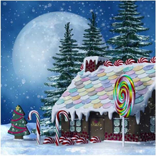 Falling Snowflakes Christmas Backdrop Printed Blue Sky Moon Winter Snow Pine Trees House Candies Newborn Baby Shower Background 2024 - buy cheap