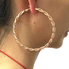 UKEN Fashion Big Hoop Earrings New Unique Style Alloy Twisted Silver Color Golden Brincos For Women Costume Accessories 2024 - buy cheap