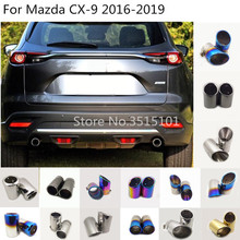 Carro proteger capa de aço inoxidável silenciador tubo saída dedicar ponta escape cauda 2 peças para mazda CX-9 cx9 2016 2017 2018 2019 2020 2024 - compre barato