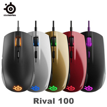 Оригинальная игровая мышь SteelSeries Rival 100 мыши USB Проводная оптическая мышь 4000 точек/дюйм с призменной RGB подсветкой для LOL CS 2024 - купить недорого
