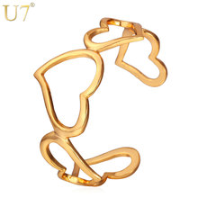 U7 Love Heart Bracelet Trendy Gold/Silver Color Fashion Jewelry Romantic Cuff Bracelets For Women Love Gift H659 2024 - buy cheap