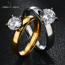Nextvance AAA Cubic Zirconia Round Band Ring Gold Stainless Steel Wedding Thin Rings For Engagement Jewelry Bijoux Femme 2024 - buy cheap