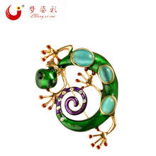 MZC New Arrival Green Enamel Esmaltes Lizard Brooches Pin for Men Gecko Natural Stone Insect Brooch Corsages Broshes jewelry 2024 - buy cheap