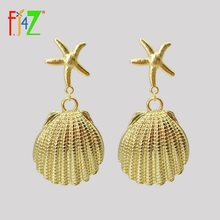 F.J4Z Trend Sea Shell Earrings for Woman Fantastic Stylish Big Alloy Seashell Star Statement Earrings Summer Beach Jewelry 2024 - buy cheap