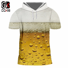 OGKB New Arrival Men/women's Cool Print Fresh Beer 3D Hooded Tshirt Casual T-shirt Man Hiphop Sportwears Short Sleeve Hoodie 2024 - buy cheap