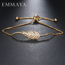 EMMAYA New Trendy 2017 Unique Zirconia Jewelry Gold Color Leaf Charm CZ Crystal Female Bracelets Bangles Christmas Gift 2024 - buy cheap