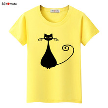 Camiseta de gato negro para mujer, Camisetas estampadas en 3d, ropa informal elegante, 2021 2024 - compra barato