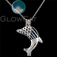 K794 Dolphin Beads Cage Perfume Essential Oil Diffuser Stone Pearl Cage Locket Necklace Pendants for Oyster 2024 - buy cheap