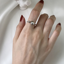 S925 минималистичное ювелирное изделие, двойной шар, Открытое кольцо, подарок на день матери, двусторонний шар, регулируемое серебро, бисерное повседневное кольцо 2024 - купить недорого