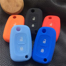 Silicone rubber car key case coverholder for Renault Clio Megane Duster Sandero Kangdoo Captur Twingo 2Buttons folding key case 2024 - buy cheap