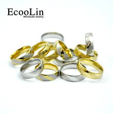 Anel de aço inoxidável 3 cores espiral, anel com textura em ouro para mulheres e homens, joias por atacado, grandes folhas que desbotam lb4018, com 10 peças 2024 - compre barato