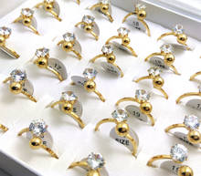 30 шт., женские золотые обручальные кольца с цирконием, женские свадебные кольца с фианитом, красивые кольца для девочек, оптовая продажа, модные ювелирные изделия 2024 - купить недорого