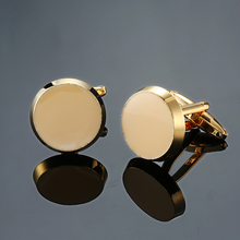 DY The new high quality minimalist style round gold Cufflinks fashion Men's French shirt Cufflink wholesale 2024 - buy cheap