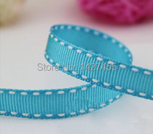 hot sale 50 Yards/lot 3/8" 9-10mm of double-sided light blue white striped Grosgrain ribbon 2024 - buy cheap