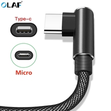 OLAF USB Type C 90 Degree Fast Charging usb c cable Type-c data Cord Charger usb-c For Samsung S8 S9 Note 9 8 Xiaomi mi8 mi6 F1 2024 - buy cheap