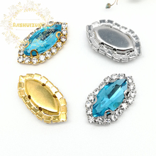 Turquoise blue horse eye shape Glass Crystal sew on rhinestones with Crystal buckle Diy wedding dresss Free shipping 2024 - buy cheap