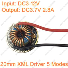 5 Modes 20mm Diameter T6 LED Driver 12V Input (DC3-12V) Output DC3-3.7V 2.5-2.8A For Cree XM-L XML XM-L2 Lighting Transformers 2024 - buy cheap