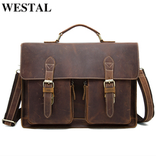 WESTAL genuine leather laptop bag for men's briefcase tote men messenger bag travel laptop bag for documents computer bag 9033 2024 - buy cheap