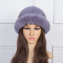 women winter fur hats gray warm genuine mink fur fedoras red black casual fur caps fashion female fedoras H190 2024 - buy cheap