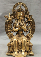 fast shipping USPS to USA S1518 20" Tibet Brass Buddhism Maitreya Buddha Statue Chinese Kwan-Yin Tara Joss Set 2024 - buy cheap