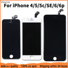 Сменный ЖК-экран для iPhone 6 SE 100%, без битых пикселей, ЖК-дисплей с дигитайзером в сборе для iPhone 5, 5c, 6plus, 4, хорошая гарантия 2024 - купить недорого