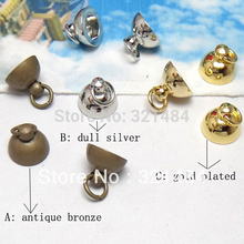 Antique bronze/Dull sliver/Gold Plated 200pc inner 5mm outer 8mm w/Loop Pendant Bead Cap Bail Connectors for Glass Vials DIY 2024 - buy cheap