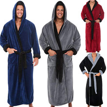 Fashion Casual Men's Couple Winter Lengthened Plush Shawl Kimono Warm  Male Bathrobe Home Clothes Long Sleeve Hooded  Robe Coat 2024 - buy cheap