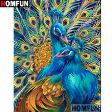 HOMFUN-pintura de diamante 5D DIY "Pavo Real", cuadrados o redondos de imitación bordado de diamantes, estilo punto de cruz 5D, decoración del hogar, A16436 2024 - compra barato