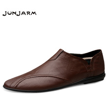 JUNJARM Men Casual Shoes Genuine Leather Men Moccasin Shoes Fashion Leather Shoes Men's Loafers Comfort Driving Shoes 38-47 2024 - compre barato