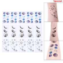 5Pcs Watercolor Planets Galaxy Moon Star Water Transfer Tattoo Stickers Men Women Universe Temporary Tattoo Spaceman 2024 - buy cheap