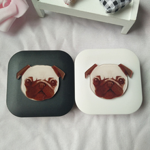 LIUSVENTINA DIY Acrylic Cute Dog Bulldog Pug Contact Lens Case With Mirror Box Container for Color Lenses Present for Kids 2024 - buy cheap