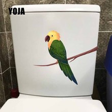 YOJA 22.4X18.5CM Creative Wall Sticker Hand Painted Bird Green Parrot Bathing Home Decor Toilet Seat Decal T5-0661 2024 - buy cheap