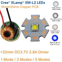 CREE XML2 XM-L2 T6 10W Cool White Neutral White Warm White High Power LED Emitter Chip 20mm Copper PCB + 12V Input 22mm Driver 2024 - buy cheap