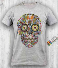 2019 New Arrival Men'S Fashion Mens T-Shirt Skull Mexican Skull Mexican Summer Outfit Fashion Tattoo Summer T-Shirt 2024 - buy cheap