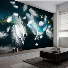 wellyu Nordic simple dream feather bird background wall decoration painting custom large mural green wallpaper 2024 - buy cheap