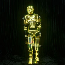 Led robô roupas luz futuro soldado robô ternos 2017 novos homens traje luminoso capacete brilhante led roupas de dança mecânica 2024 - compre barato