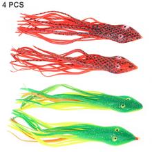 4pcs/lot 15cm Snake Head Simulate Octopus Soft Bait Silicone Skirts Bass Squid Fishing Lures 2  Colors Optional 2024 - buy cheap