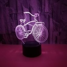 Bicicleta criativo 3d Pequena Lâmpada de Mesa Led Multicolor Toque Candeeiros de Mesa de Acrílico Lâmpada de Visão Noturna Controle Remoto 3d 2024 - compre barato