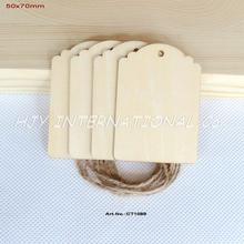 (10pcs/lot) 50mm x 70mm Plain blank Wooden Tags wood bookmark card making gift crafts deco with string hanging wooden-CT1089 2024 - buy cheap