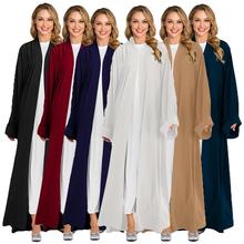 Vestido longo feminino, vestido longo da moda, estampa quimono abaya muçulmano, com frente aberta, roupa islâmica, caftan 2024 - compre barato