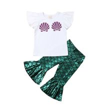 PUDCOCO/детская блузка с русалочкой для маленьких девочек; Топ; футболка; платье; леггинсы; комплект со штанами; AU Stock Support; оптовая продажа 2024 - купить недорого