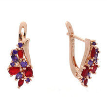 Trendy Korean Earrings Fashion 585 Gold Color Jewelry Luxury Multi-color Stone Colorful Earrings 2024 - buy cheap